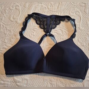 Aerie women's size 38D navy blue Real Happy Wireless Bra EUC